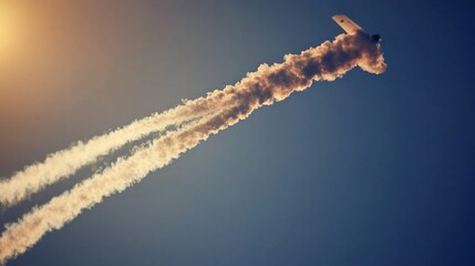 Canvas Print - A commercial airliner in flight with visible smoke trails, possibly due to engine issues or emergency landing