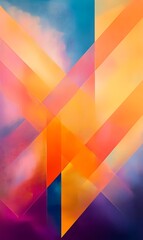 Soft Gradient Background with Orange, Pink, and Blue Diagonal Shapes for Abstract Designs