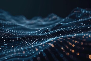 Abstract neon blue cyber binary flowing background
