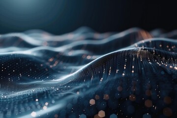 Abstract neon blue cyber binary flowing background