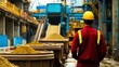 © evgenia_lo - Worker observes the loading of cement powder into bulk containers at a construction site