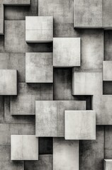 Wall Mural - a gray and white checkered pattern, symmetrical composition, geometric shapes, high contrast, three-