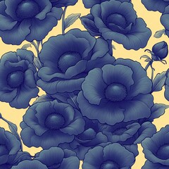 Wall Mural - Elegant seamless pattern of modern flowers. Ideal texture for backgrounds and classical luxury old-fashioned floral ornaments, suitable for wallpapers and wrapping