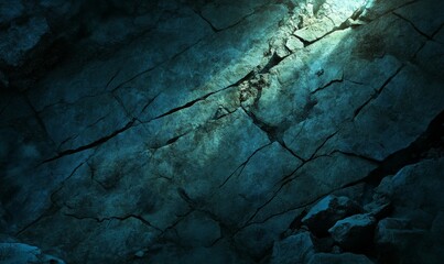 Wall Mural - Light shining through a crack in the cave ceiling, stone, crevices