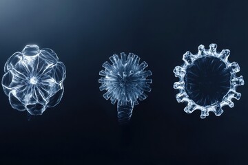 Aufkleber - Progression of virus forms showcasing evolution from basic structure to complex structure. Generative AI