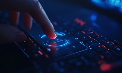 Press enter button on the keyboard computer Shield cyber Key lock security system abstract technology world digital link