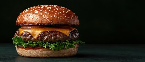 Wall Mural - Juicy Cheeseburger on Sesame Seed Bun