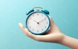 © zong - 3D Rendered Illustration of a Hand Holding a Minimalist Clock in Modern Design