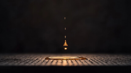 Aufkleber - single droplet of water falling, creating ripples on textured surface, evokes sense of tranquility and beauty in nature