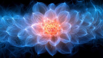 Wall Mural - Glowing fractal flower bloom.