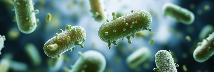 Poster - Pills encircle and target bacteria to symbolize advancements in medical science and technology combatting infections. Generative AI