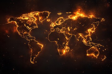 Aufkleber - Viral spread zones highlighted on a world map illustrating global health concerns. Generative AI