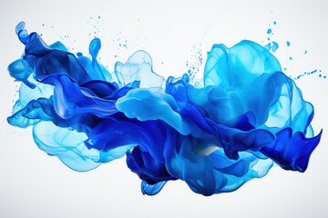 Wall Mural - Swirling blue paint creates an abstract display of fluid motion on a light background