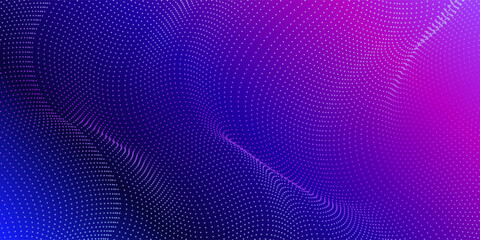 Particle stream. Purple background with many glowing particles. Information technology background. 3d rendering.