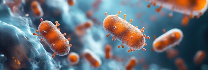 Poster - Pills encircling bacteria symbolize advancements in medical science and healthcare innovation for effective treatments. Generative AI