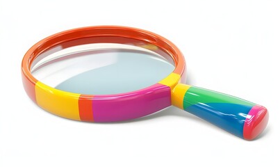 Wall Mural - Colorful magnifying glass on white.