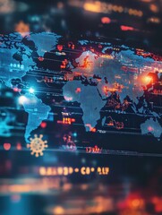 Aufkleber - Global viral spread map highlighting affected regions and infection zones in real time. Generative AI