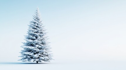 Wall Mural - Majestic snow-covered pine tree on calm winter day