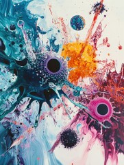 Aufkleber - Virus metamorphosis showcasing colorful transformations and mutations in a dynamic abstract representation. Generative AI