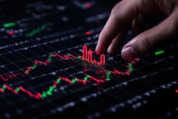 Sticker - Businessman Analyzing Virtual Stock Market Performance with Touch Screen