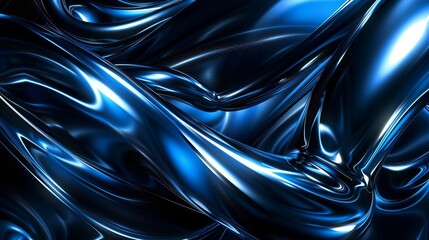 Wall Mural - abstract blue liquid metal wallpaper