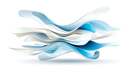 Wall Mural - Abstract Blue and White Wave Design  Fluid  D Shapes  Modern Art Background