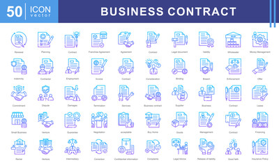 Sticker - This icon set theme Business Contract is designed to represent important aspects of business documents, agreements, and professional negotiations. These icons are made in a modern and clean style.