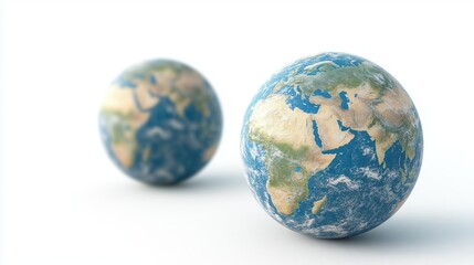 Earth globes ,Full depth of field, isolated on white background