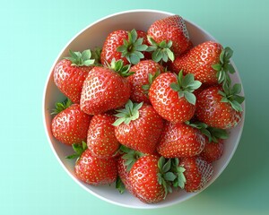 Canvas Print - Bowl of fresh strawberries. AI.