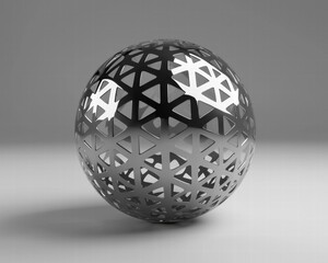 Wall Mural - Geometric metal sphere. AI.