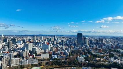 Leinwandbilder - city, aerial view, urban, landscape, scenery, drone, outlook, advance, progress, blue sky, society, development, growth, technology, business, economy, copy space, bird eye view, high angle, panorama,