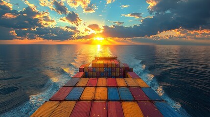 Canvas Print - Ship at sunset.