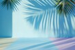 © kribbox - Palm shadow studio wall pastel floor summer background