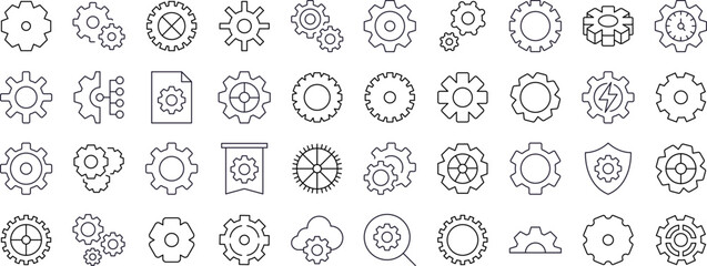 Wall Mural - gear and cogwheel modern outline style icons for design, cards, apps, social networks