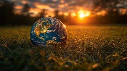 Wall Mural - Earth globe on grass. (2)