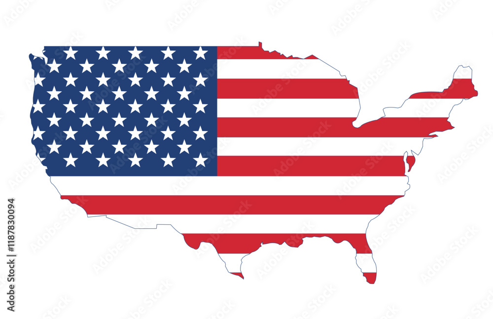 US America map and national flag, vector illustration. Stock Vector ...