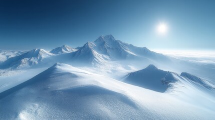 Wall Mural - Majestic winter mountain landscape under clear blue sky