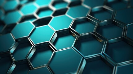 Wall Mural - a complex arrangement of interlocking hexagons, symbolizing technological networks or molecular stru