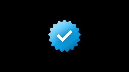 Wall Mural - profile verification check mark icon. alpha channel. social media check mark 4k footage