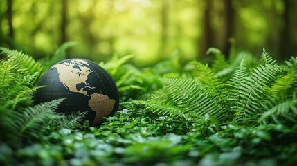 Wall Mural - Globe in ferns.