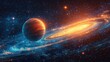 © delvin std - A vibrant cosmic scene featuring a planet and galaxy.