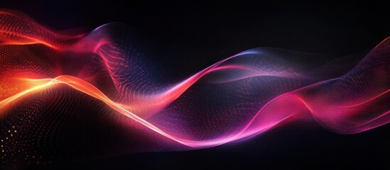 Wall Mural - abstract glowing wave background with red and pink particles.