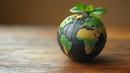 Wall Mural - Globe sprout on wood.