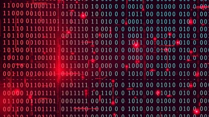 abstract red, with binary code numbers. data breach, malware, cyber attack, hacking, technology, bac