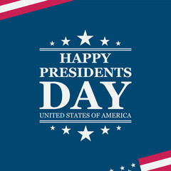 Wall Mural - Presidents Day Greeting Card with USA Flag on Blue Background.