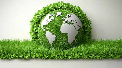 Wall Mural - Green globe with grass border.