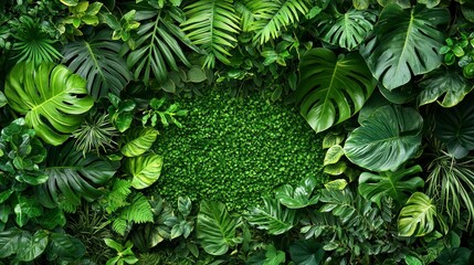 Wall Mural - Green plant wall background.