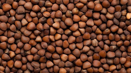 Canvas Print - Close-up of raw hazelnuts forming a textured brown background