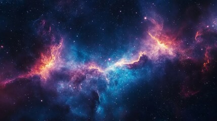 Wall Mural - Vivid cosmic nebula with vibrant blue and orange swirls in deep space