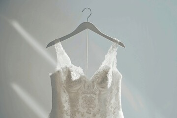 Elegance: minimalist depiction of a wedding dress on hanger